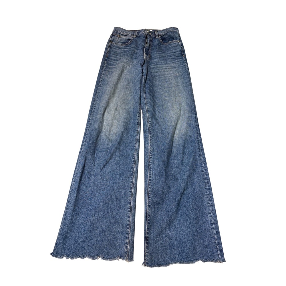 SLVRLAKE Grace High Rise Wide Leg Jeans Laurel Canyon Blue Raw Womens 26X32
